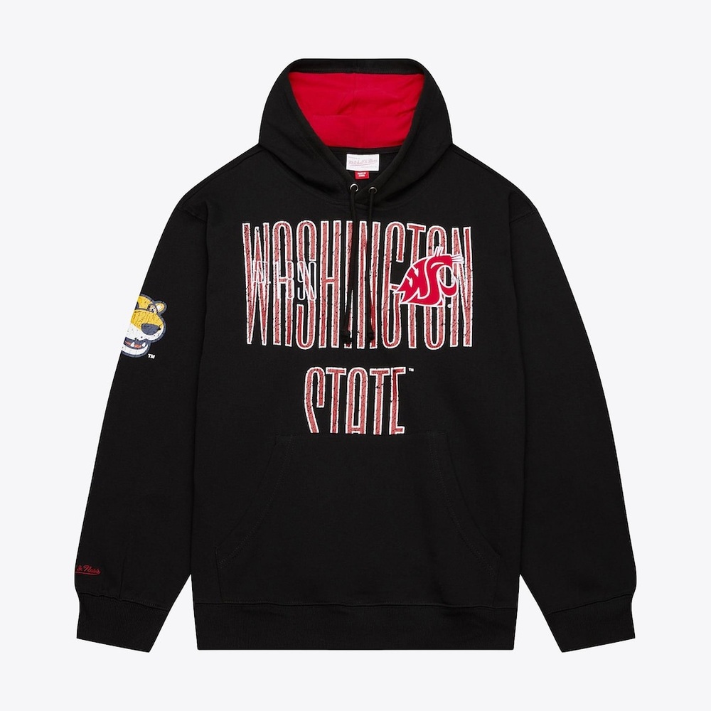 NWOT Mitchell & Ness Mens Washington State Cougars Team OG Fleece Black Hoodie M